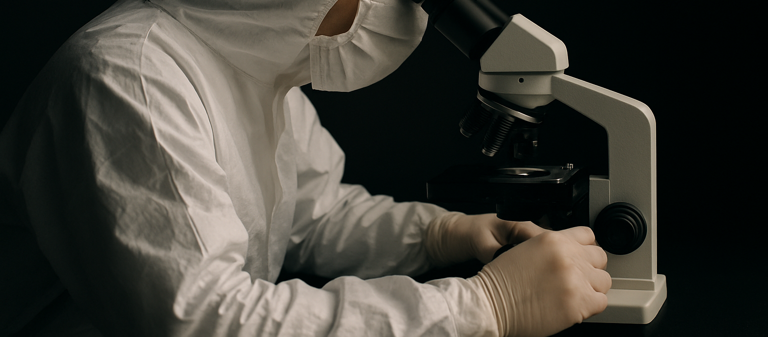 Research scientist using microscope in laboratory